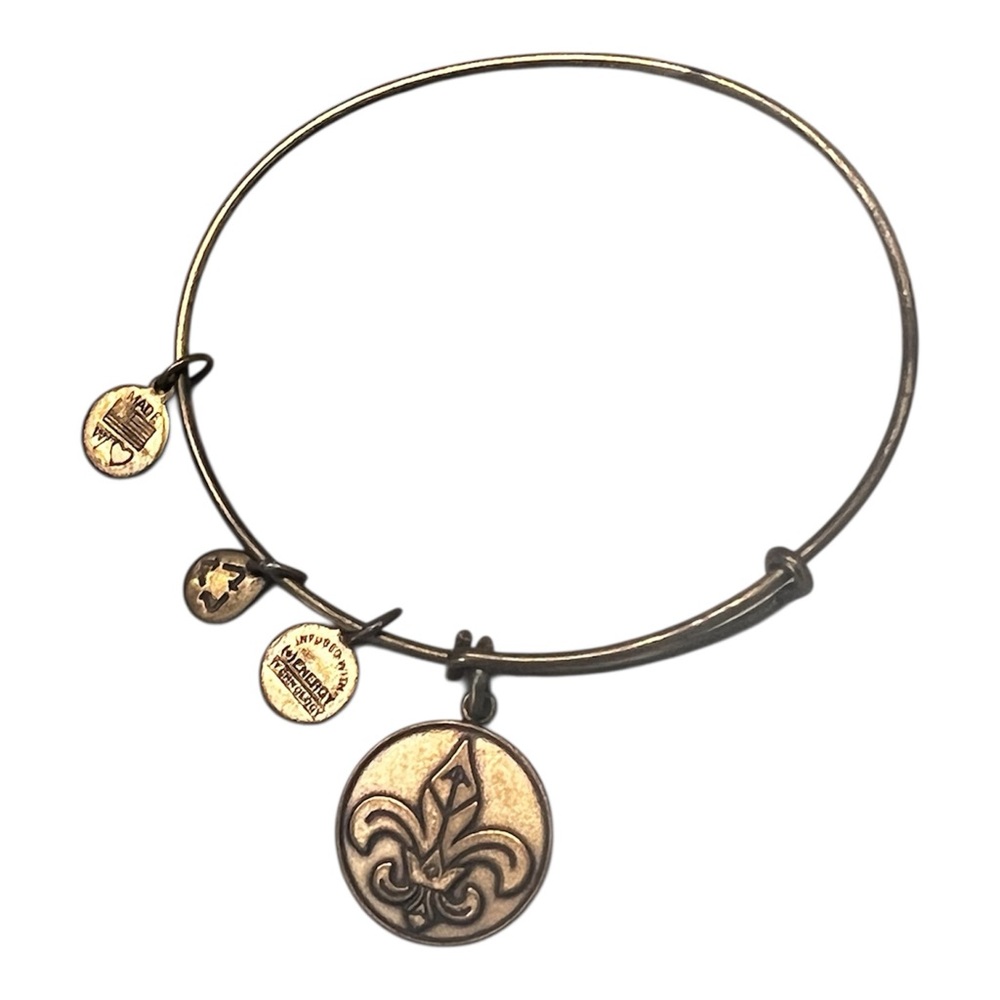 3/$30 Alex and Ani Gold-Tone Fleur de Lis Charm Bangle Bracelet